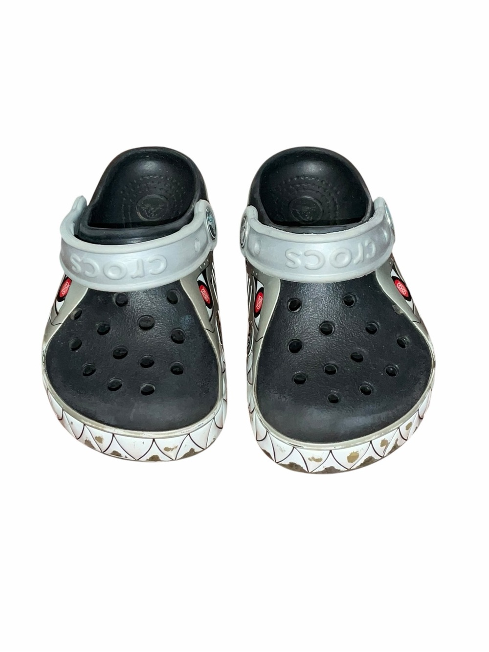 Crocs Kids Lights Robo Shark Clogs Size C10 Black Gray Light Up Slip On